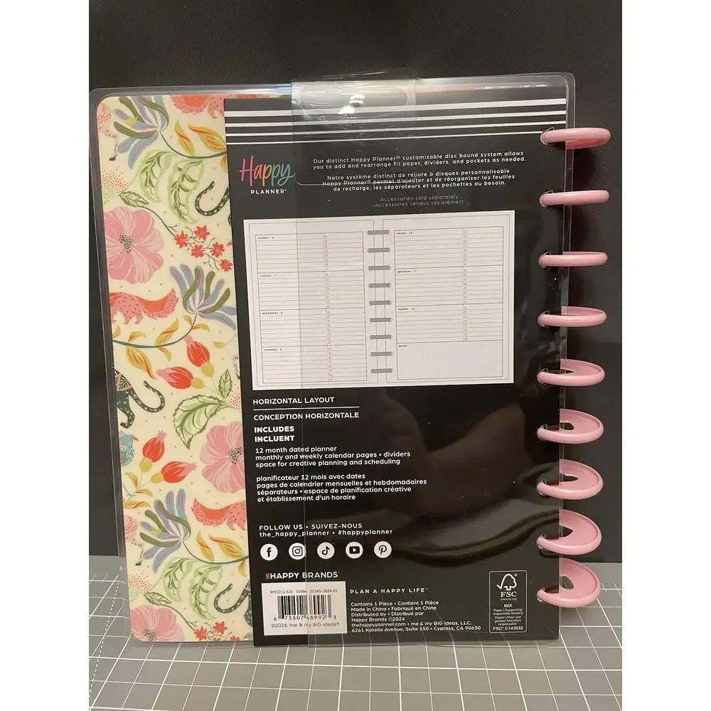 Happy Planner 2025 Dated Lush Linens Classic 9 Disc Planner Lined Horizontal
